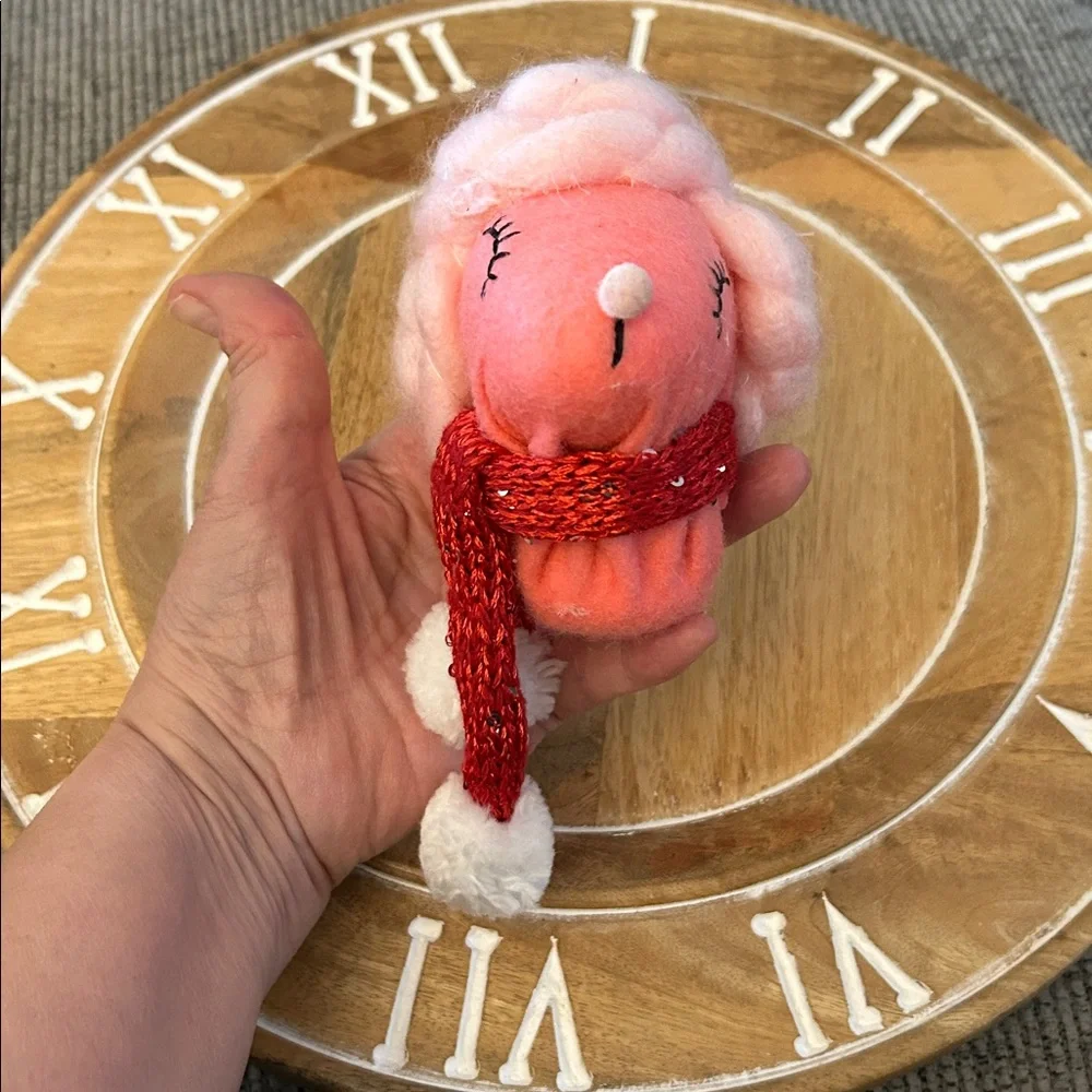 🟣 4/$15 Target Pink poodle Christmas tree ornament NEW fluffy fun decor